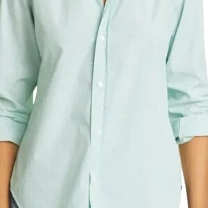 Frank & Eileen Green Micro Check cotton button down blouse